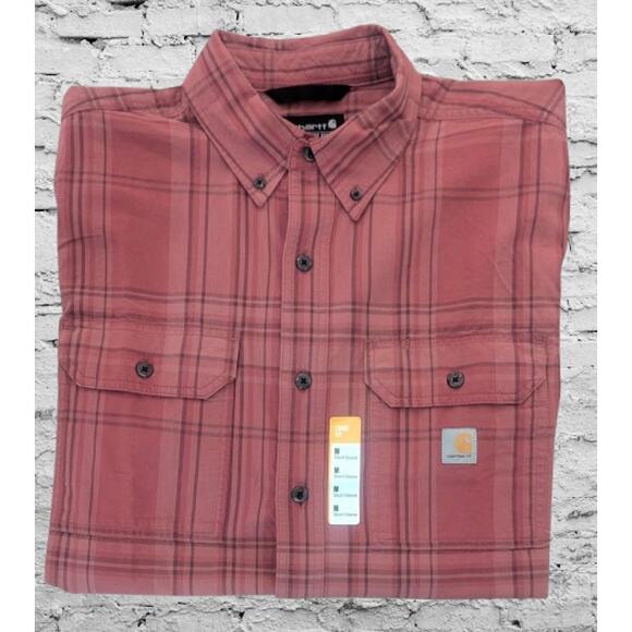 New CARHARTT Loose Fit Midweight Short Sleeve 100% Cotton Plaid Shirt MEDIUM - Picture 3 of 4